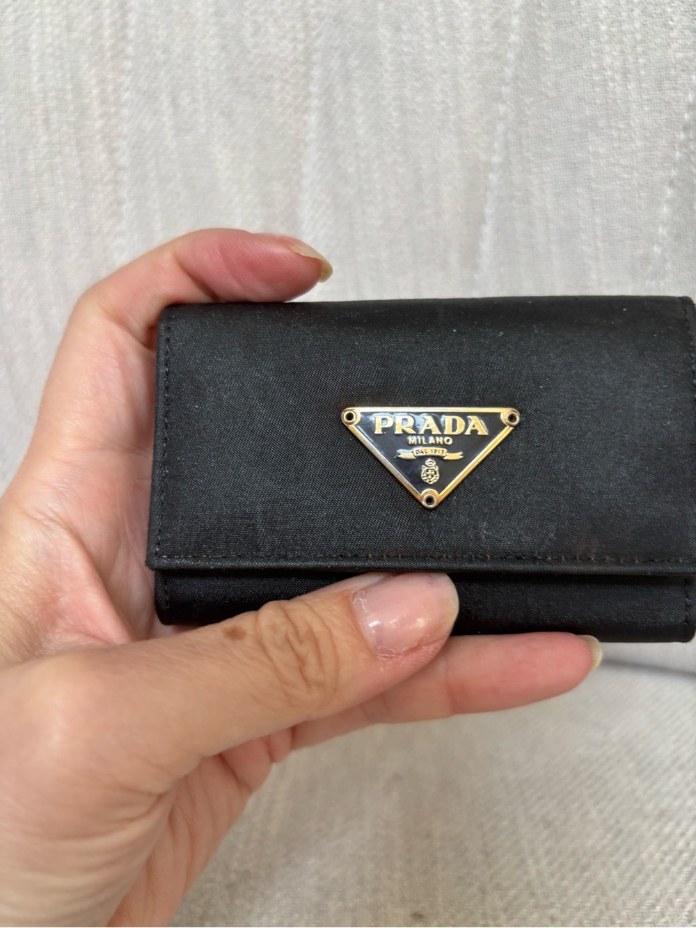 PRADA Logo Black Nylon and Saffiano Leather Key Wallet - Picture 11 of 11